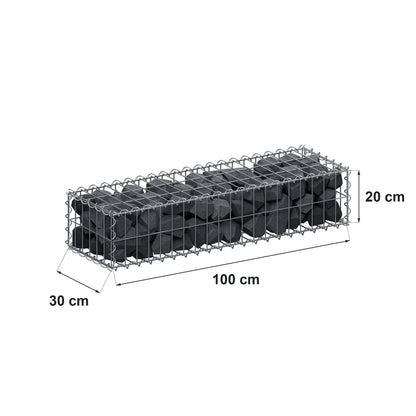 Gabbione 100 cm x 20 cm x 30 cm (L x H x P), maglia 5 cm x 10 cm, spirale