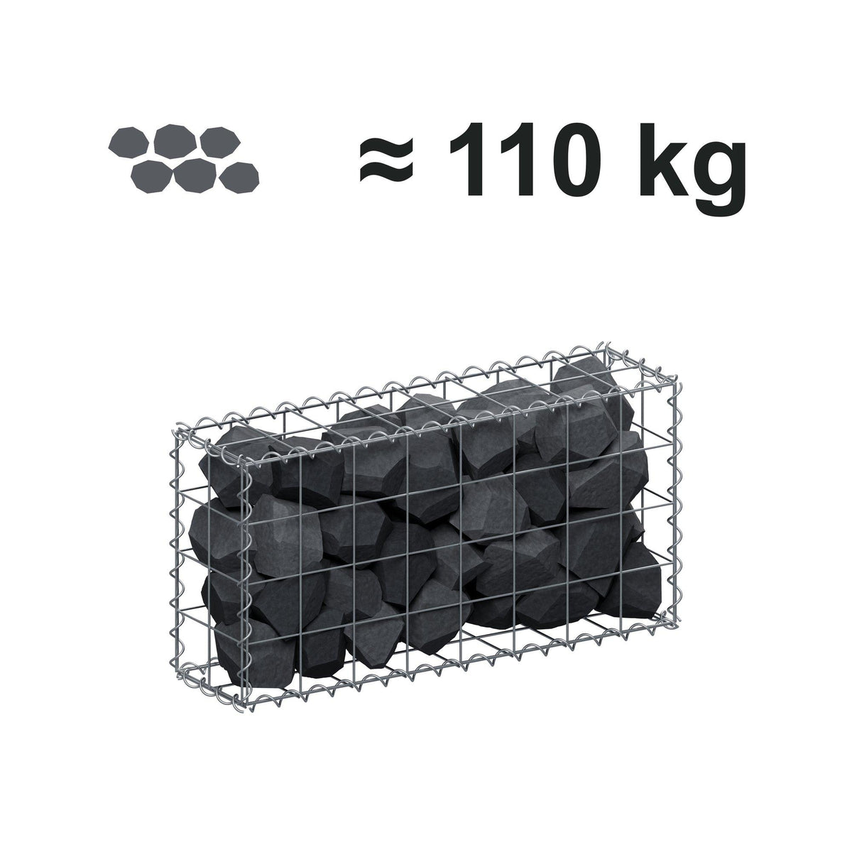 Gabion 80 cm x 40 cm x 20 cm (L x H x D), maskestørrelse 10 cm x 10 cm, spiral