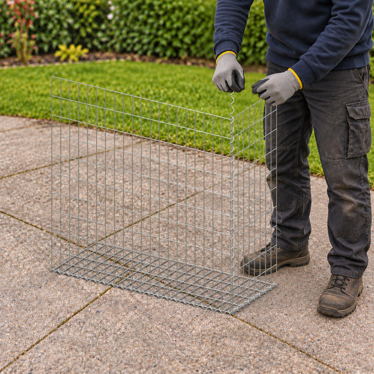 Gabion 100 cm x 100 cm x 40 cm (L x H x D), mesh size 5 cm x 10 cm, spiral