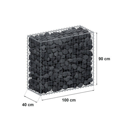 Gabbione 100 cm x 90 cm x 40 cm (L x H x P), maglia 5 cm x 10 cm, spirale