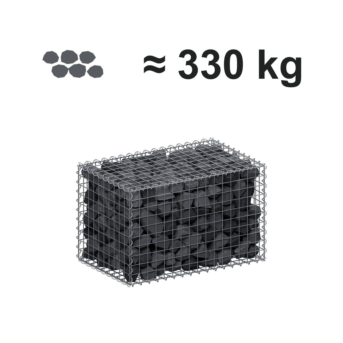Gabion 80 cm x 50 cm x 50 cm (L x H x D), maskstorlek 5 cm x 5 cm, spiral