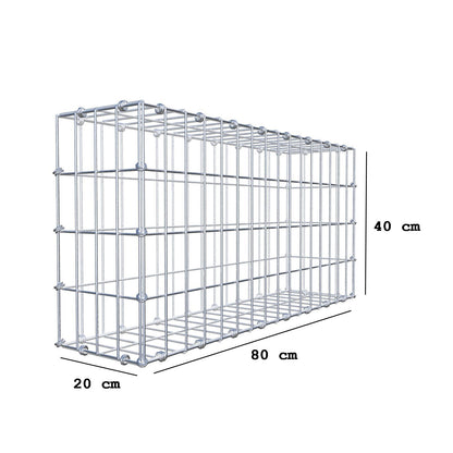 Gabion 80 cm x 40 cm x 20 cm (L x H x D), maskestørrelse 5 x 10 cm, spiralring