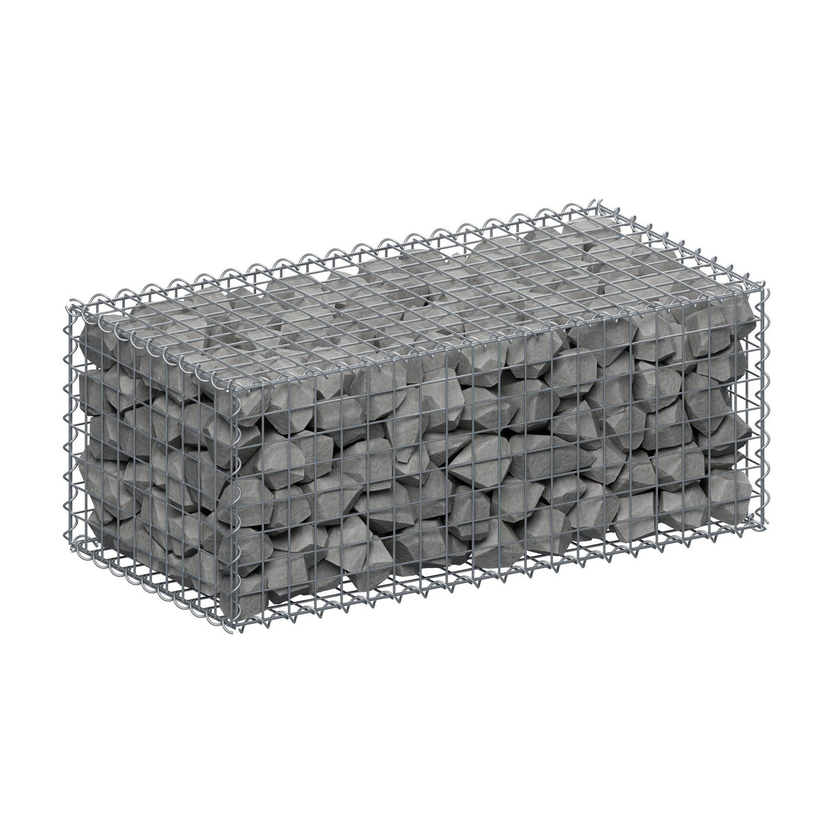 Gabião 100 cm x 40 cm x 50 cm (C x A x P), malhagem 5 cm x 5 cm, espiral