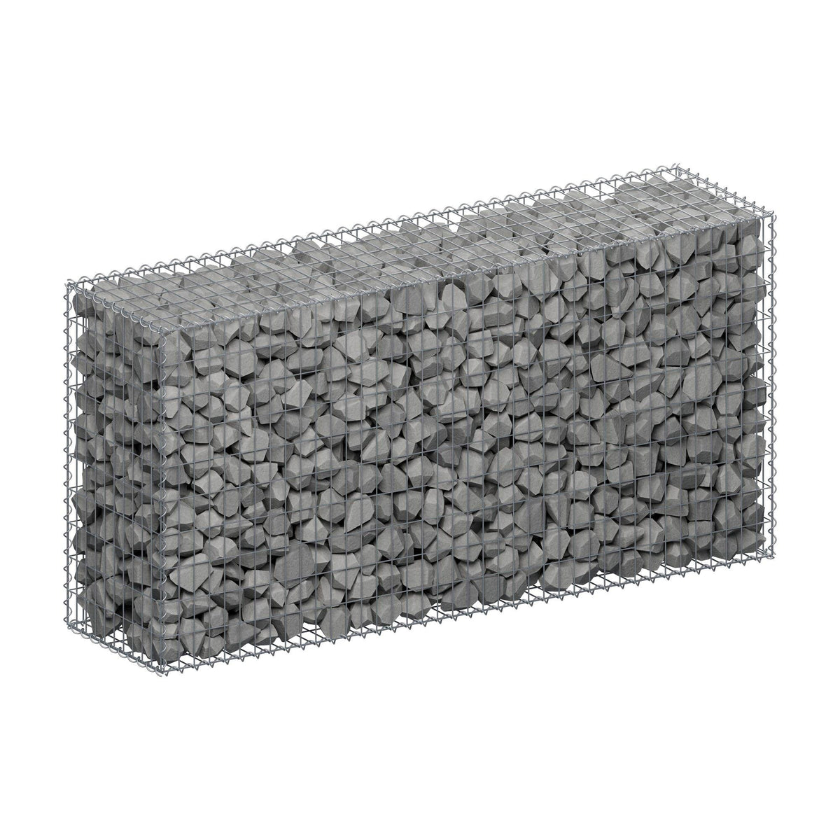 Gabião 200 cm x 100 cm x 50 cm (C x A x P), malhagem 5 cm x 10 cm, espiral