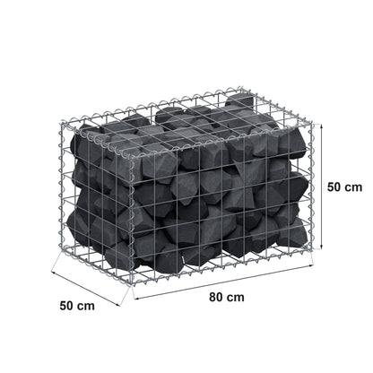 Gabbione 80 cm x 50 cm x 50 cm (L x H x P), maglia 10 cm x 10 cm, spirale