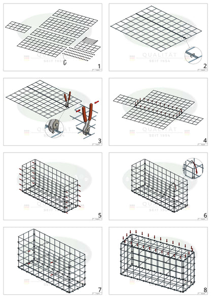 Gabion 30 cm x 30 cm x 30 cm (L x H x D), maskstorlek 10 cm x 10 cm, C-ring