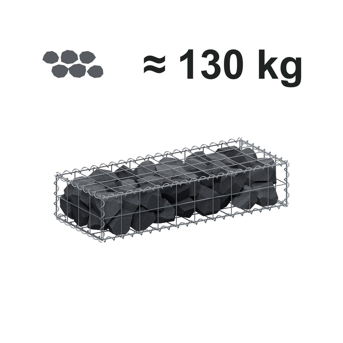 Gabion 100 cm x 20 cm x 40 cm (L x H x D), maskestørrelse 10 cm x 10 cm, spiral