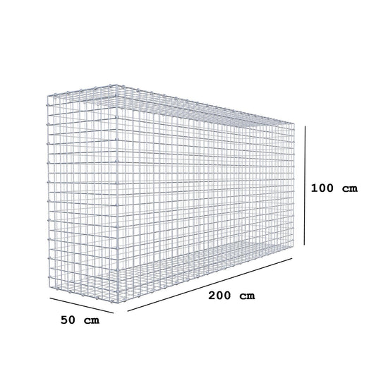 Gabion 200 cm x 100 cm x 50 cm (L x H x D), mesh size 5 x 5 cm, spiral ring