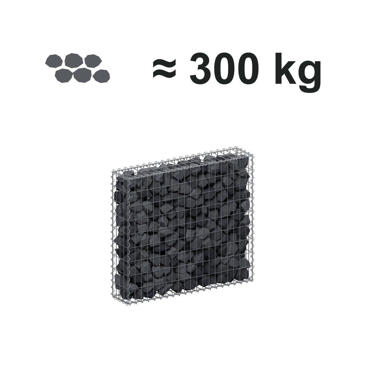 Gabion 100 cm x 90 cm x 20 cm (L x H x D), maskestørrelse 5 cm x 10 cm, spiral