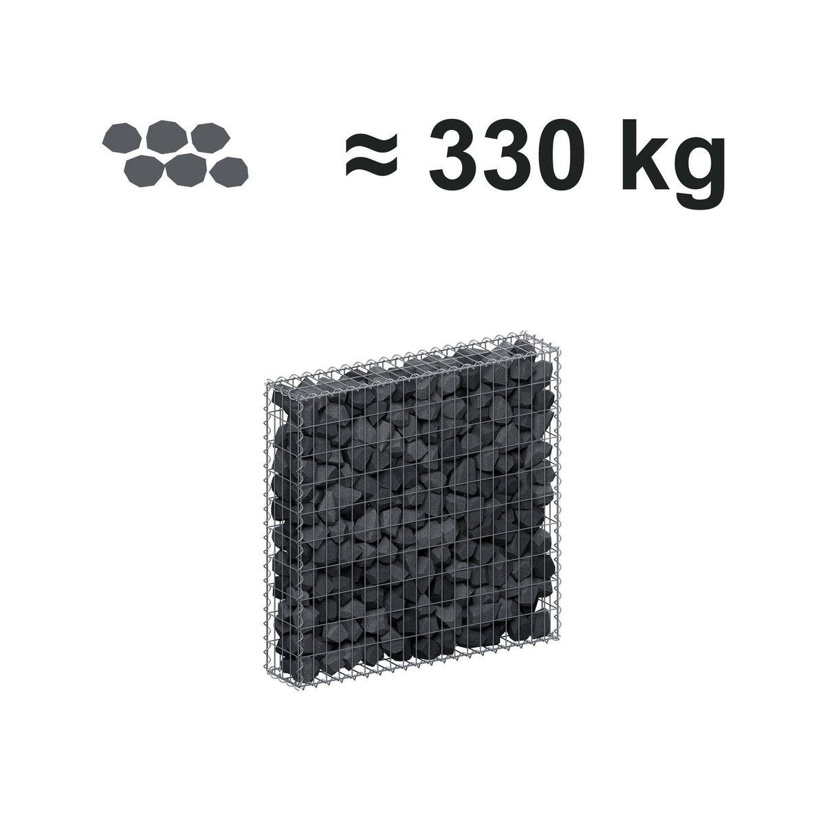 Gabion 100 cm x 100 cm x 20 cm (L x H x P), mailles 5 cm x 10 cm, spirale