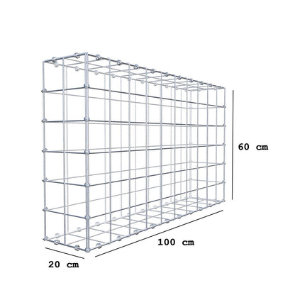 Gabione 100 cm x 60 cm x 20 cm (L x H x T), Maschenweite 10 x 10 cm, Spiralring