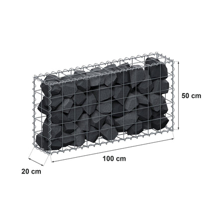 Gabione 100 cm x 50 cm x 20 cm (L x H x T), Maschenweite 10 cm x 10 cm, Spirale