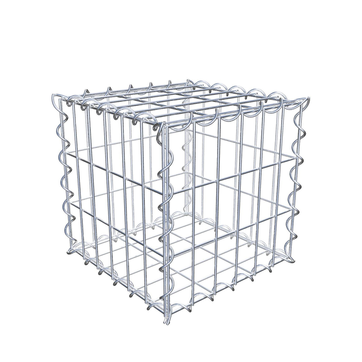 Gabião 30 cm x 30 cm x 30 cm (C x A x P), malhagem 5 cm x 10 cm, espiral
