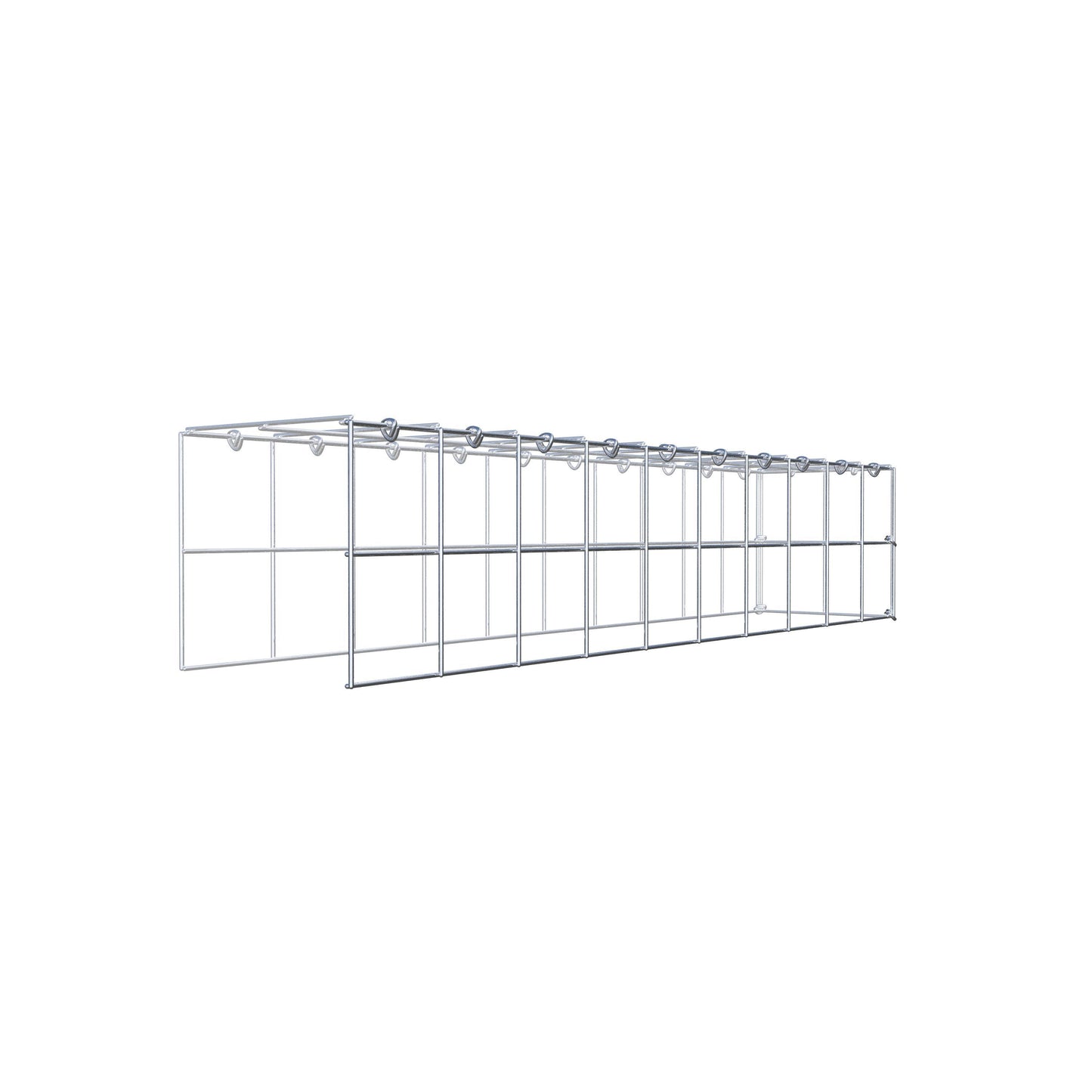 Monteret gabion type 4 100 cm x 20 cm x 20 cm (L x H x D), maskestørrelse 10 cm x 10 cm, C-ring