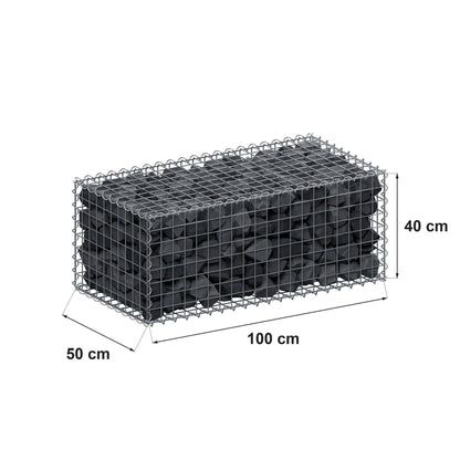 Gabião 100 cm x 40 cm x 50 cm (C x A x P), malhagem 5 cm x 5 cm, espiral