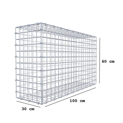 Gabião 100 cm x 60 cm x 30 cm (C x A x P), malhagem 5 x 5 cm, anel espiral