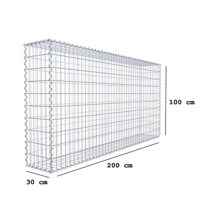 Schanskorf 200 cm x 100 cm x 30 cm (L x H x D), maaswijdte 5 cm x 10 cm, spiraalvormig