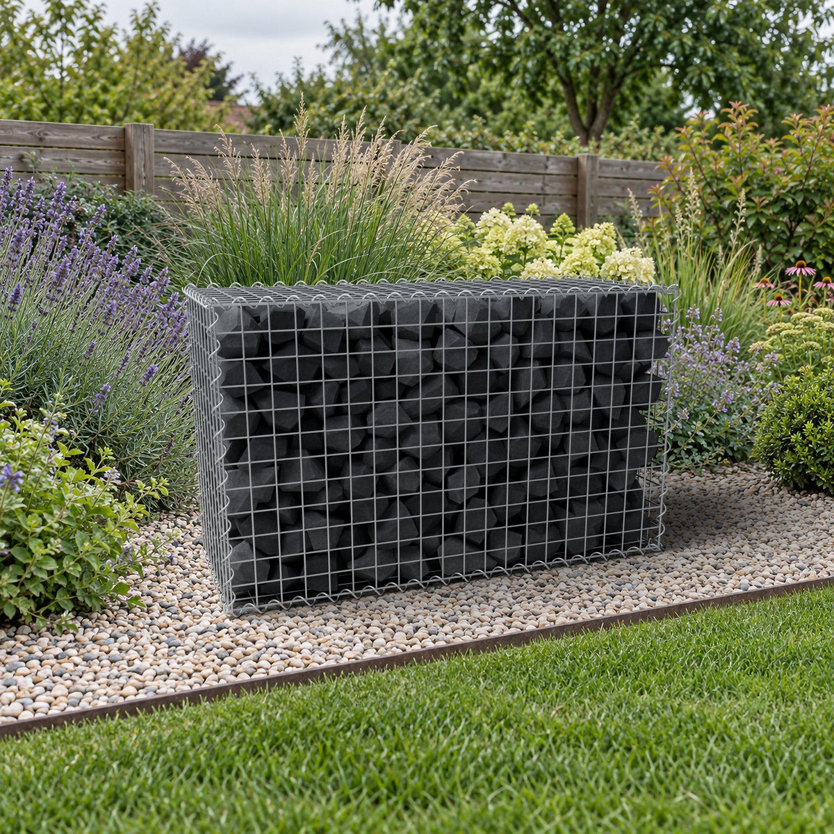 Gabion 100 cm x 60 cm x 40 cm (L x H x D), maskestørrelse 5 cm x 5 cm, spiral