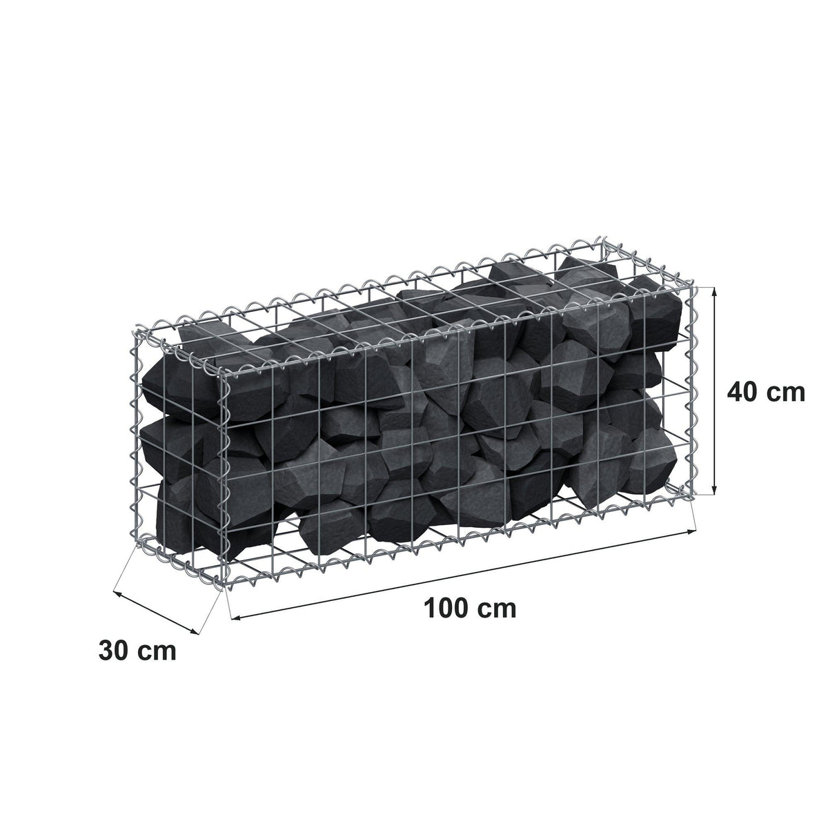 Gabion 100 cm x 40 cm x 30 cm (L x H x P), mailles 10 cm x 10 cm, spirale