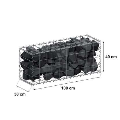 Gabion 100 cm x 40 cm x 30 cm (L x H x P), mailles 10 cm x 10 cm, spirale