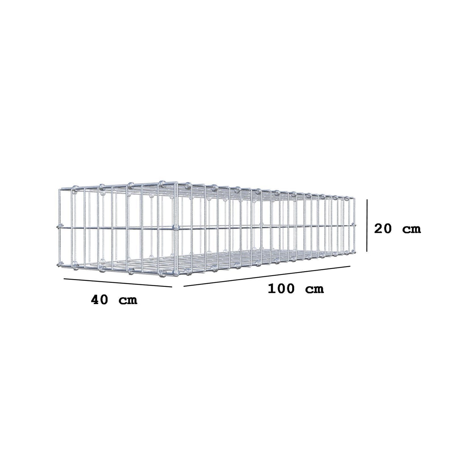 Gabion 100 cm x 20 cm x 40 cm (L x H x P), mailles 5 x 10 cm, anneau en spirale