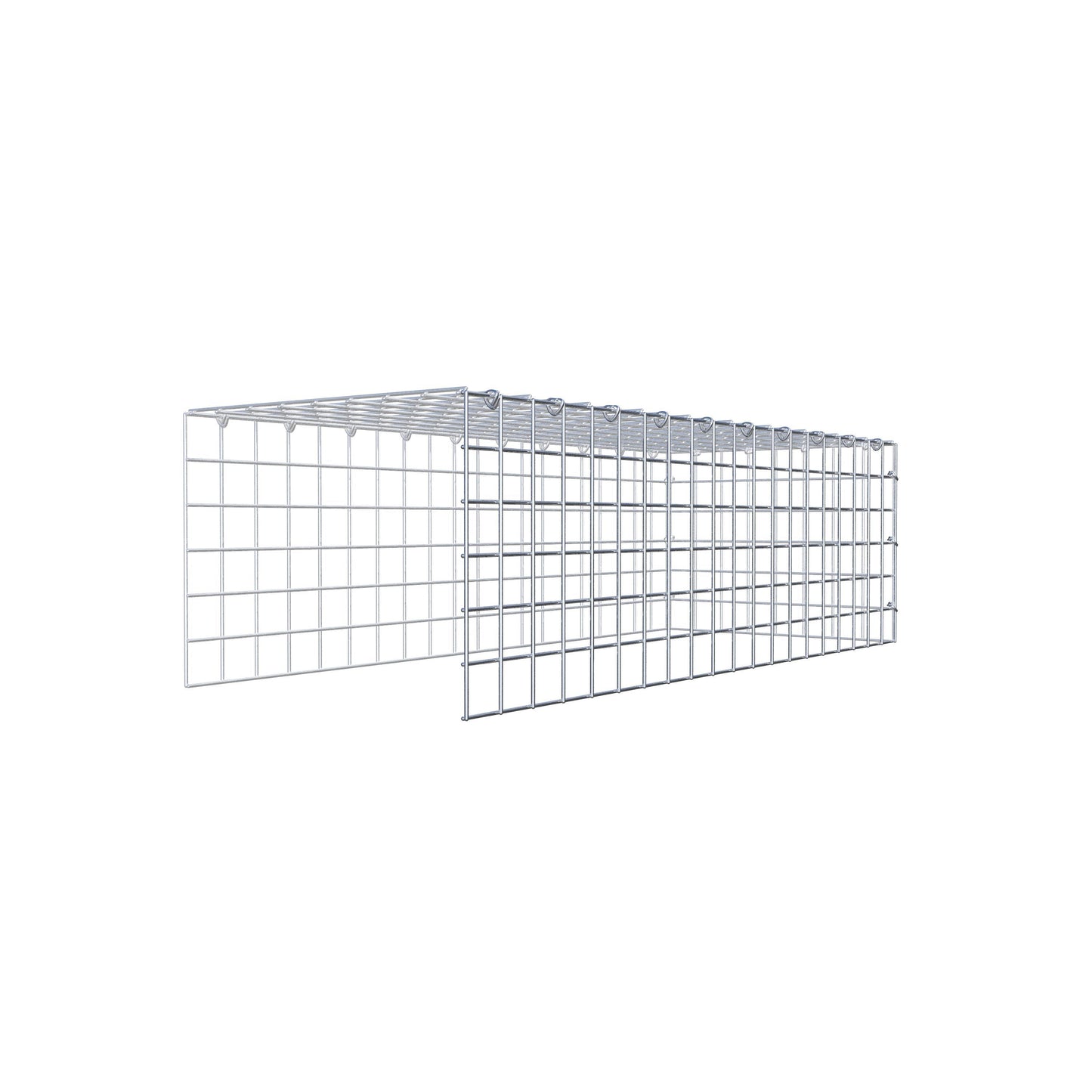 Typ 4 påbyggnadsgabion 100 cm x 30 cm x 40 cm (L x H x D), maskstorlek 5 cm x 5 cm, C-ring