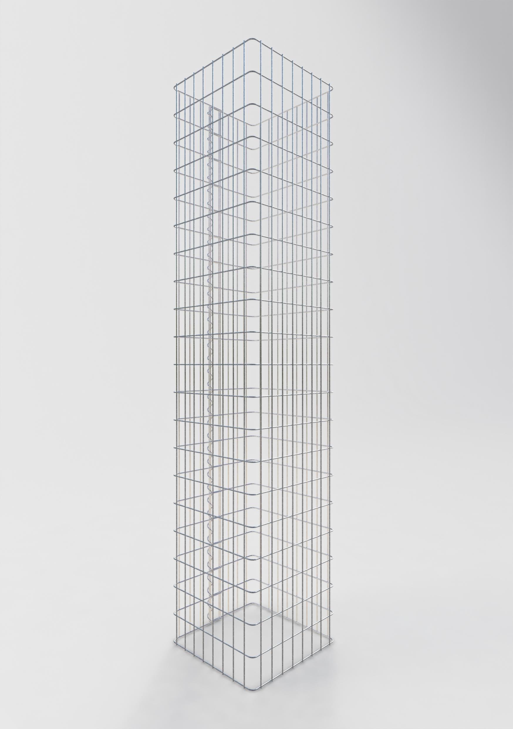 Colonne de gabion carrée 42 cm x 42 cm, 200 cm de hauteur, MW 5 cm x 10 cm