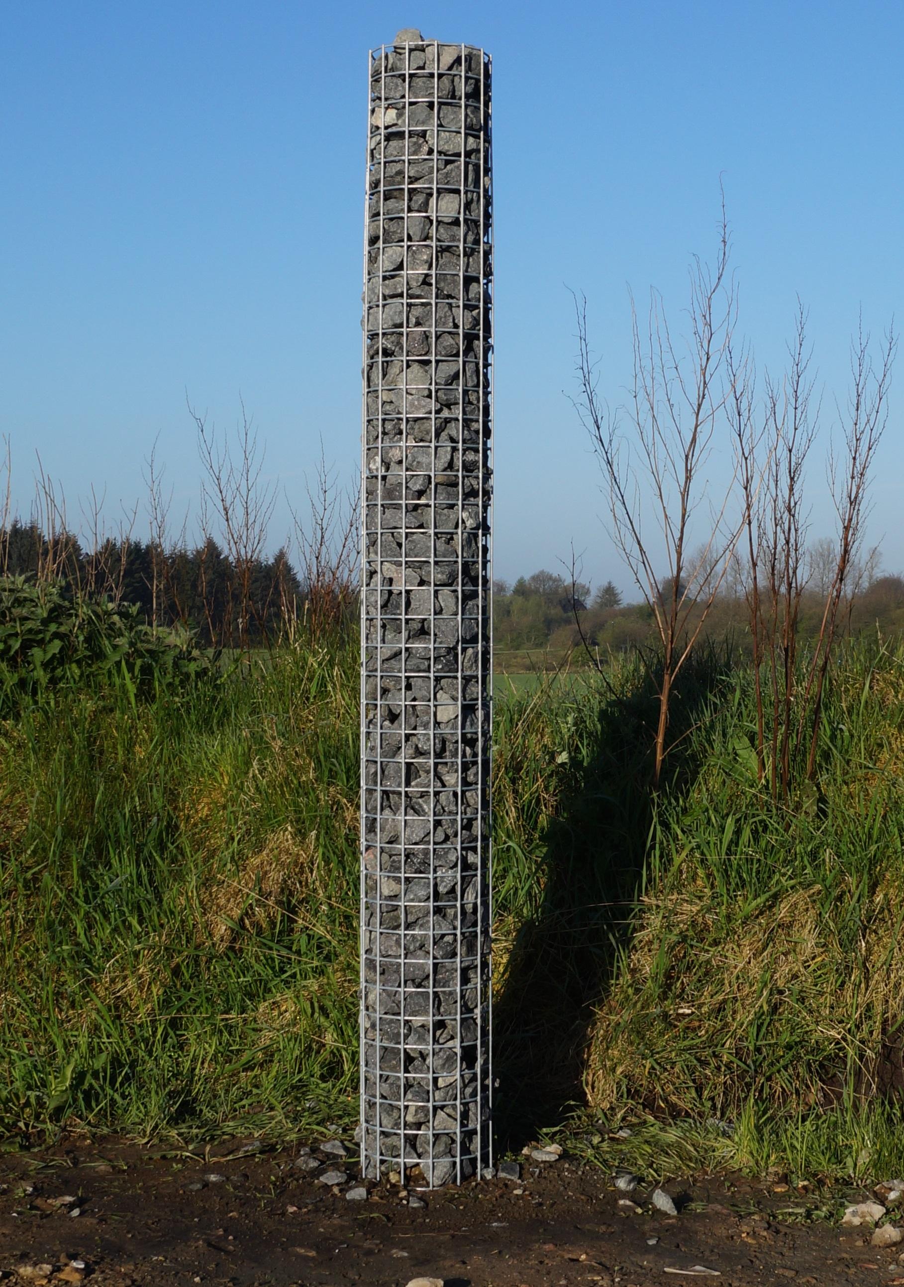 Columna de gaviones, redonda, galvanizada en caliente, 22 cm de diámetro, 200 cm de altura, MW 5 cm x 5 cm