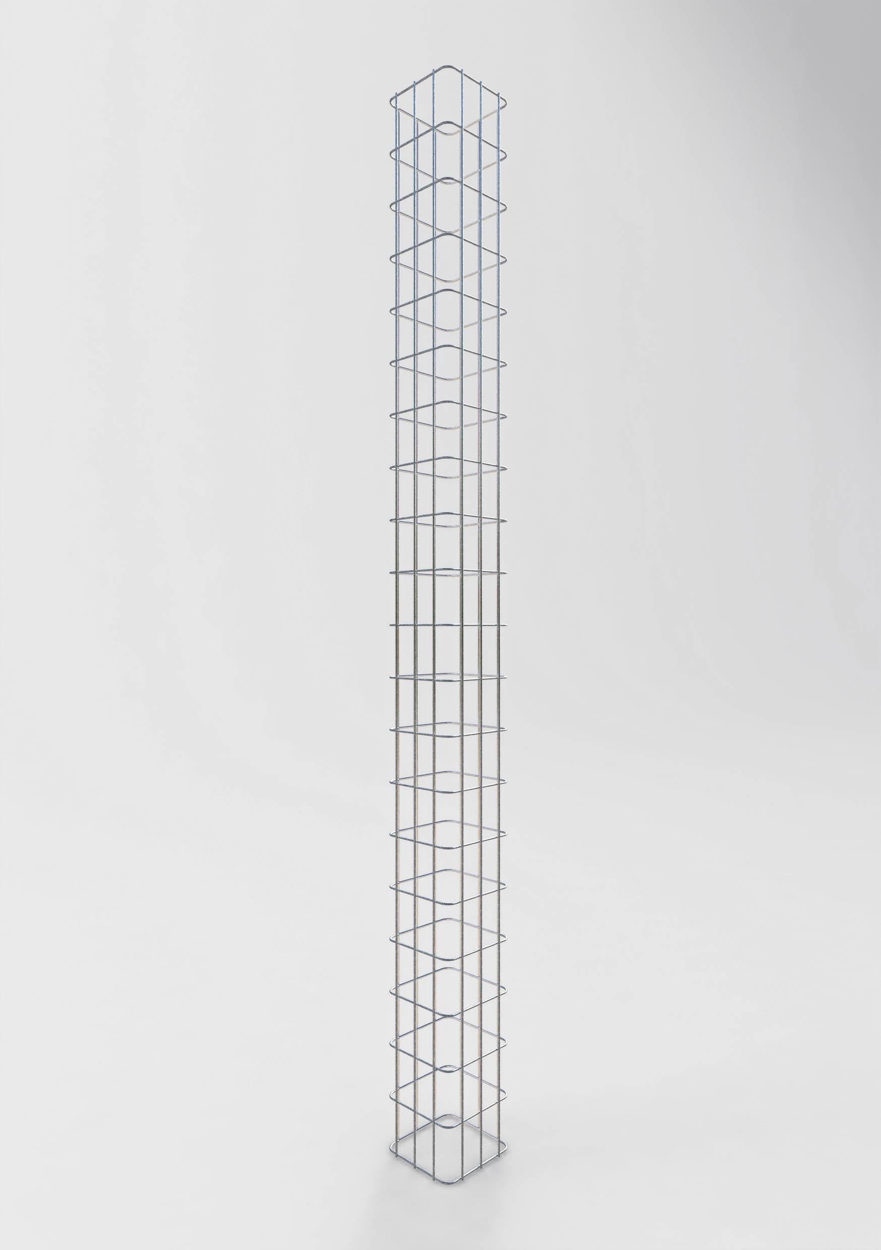 Colonne de gabion carrée galvanisée à chaud, 17 cm x 17 cm, hauteur 200 cm, MW 5 cm x 10 cm