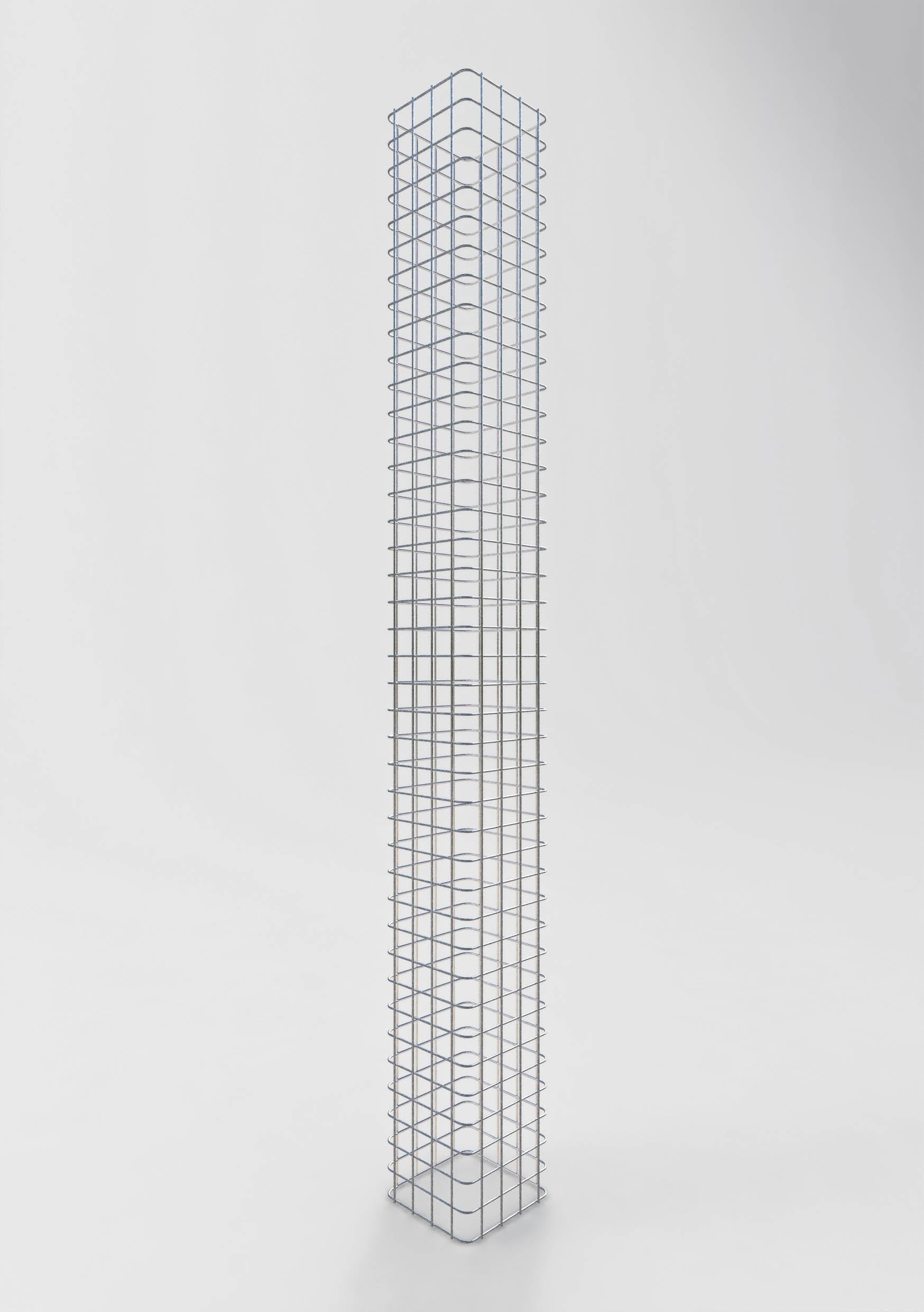 Colonna rettangolare in gabbione zincato a caldo, 22 cm x 22 cm, altezza 200 cm, MW 5 cm x 5 cm