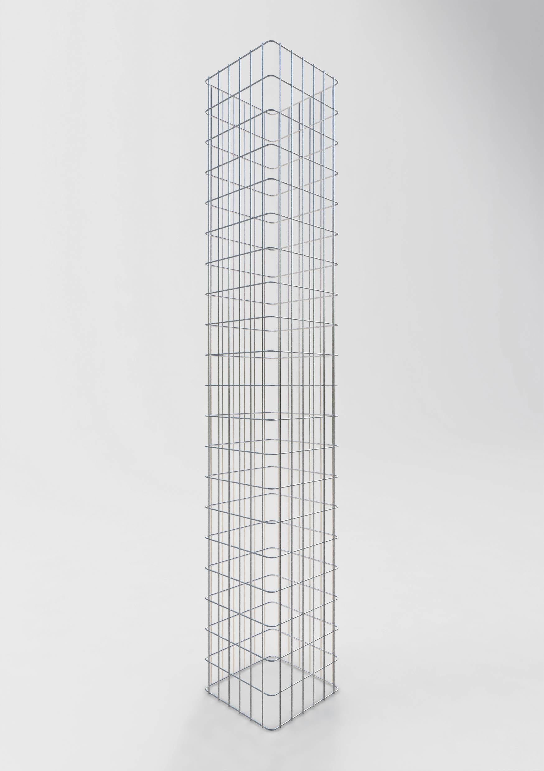 Gabion column, square, hot-dip galvanized, 32 cm x 32 cm, 200 cm height, MW 5 x 10 cm