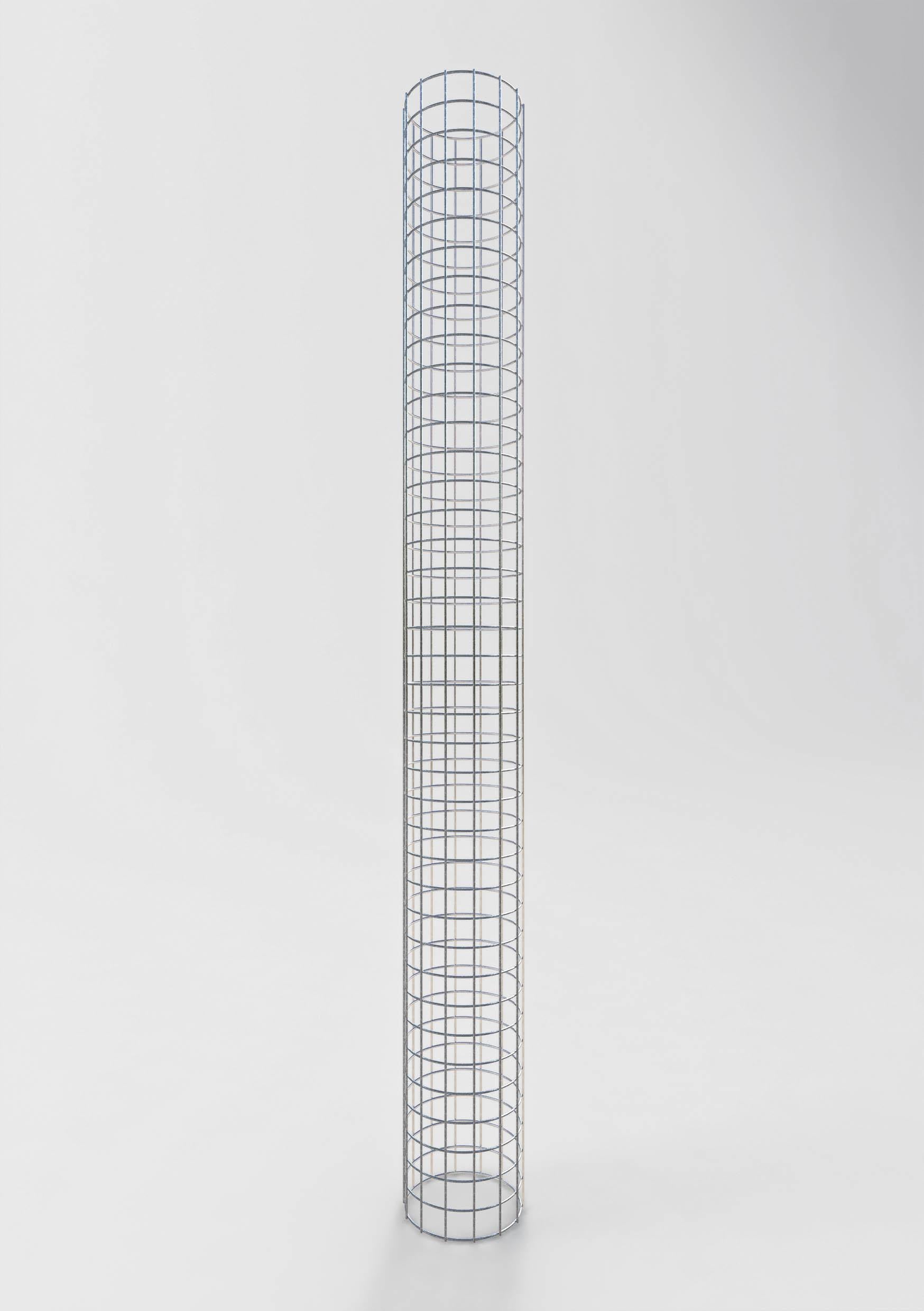 Columna de gaviones, redonda, galvanizada en caliente, 22 cm de diámetro, 200 cm de altura, MW 5 cm x 5 cm