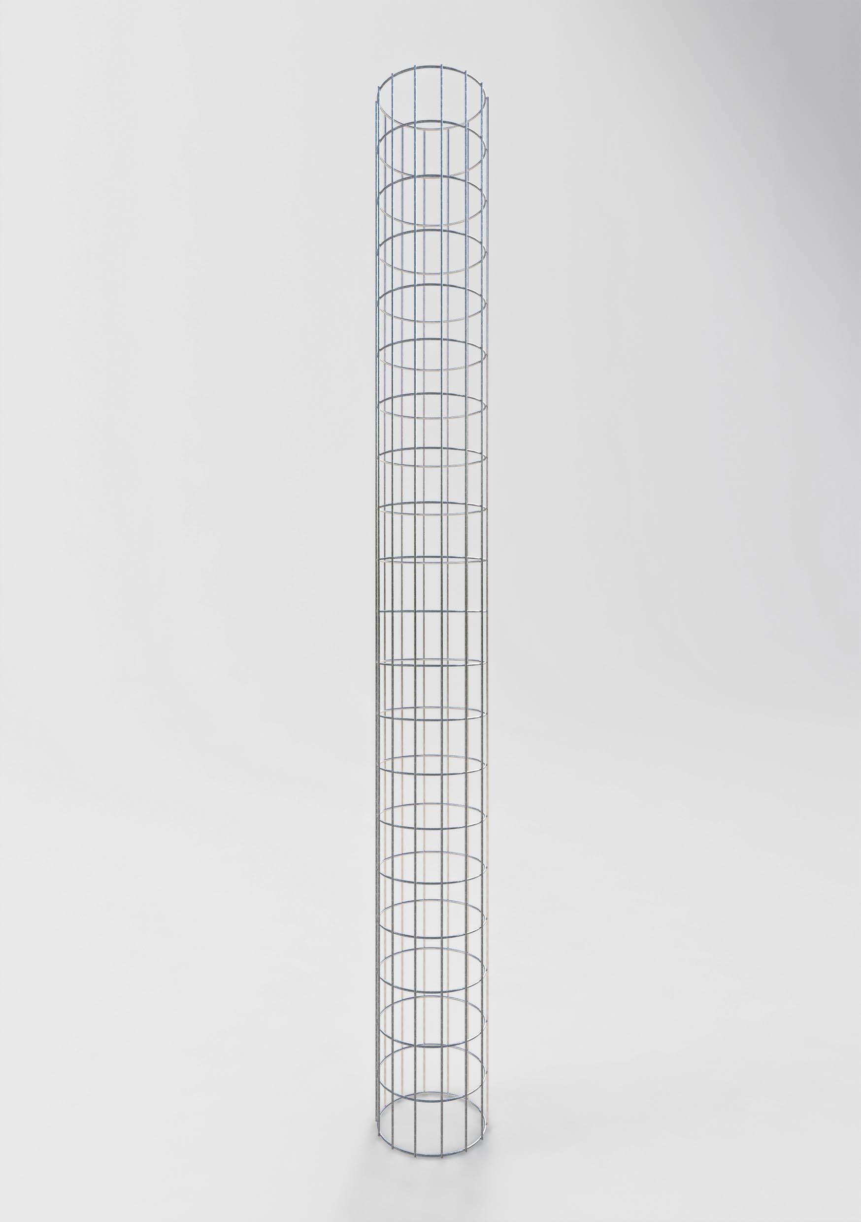 Columna de gaviones, redonda, galvanizada en caliente, 22 cm de diámetro, 200 cm de altura, MW 5 cm x 10 cm