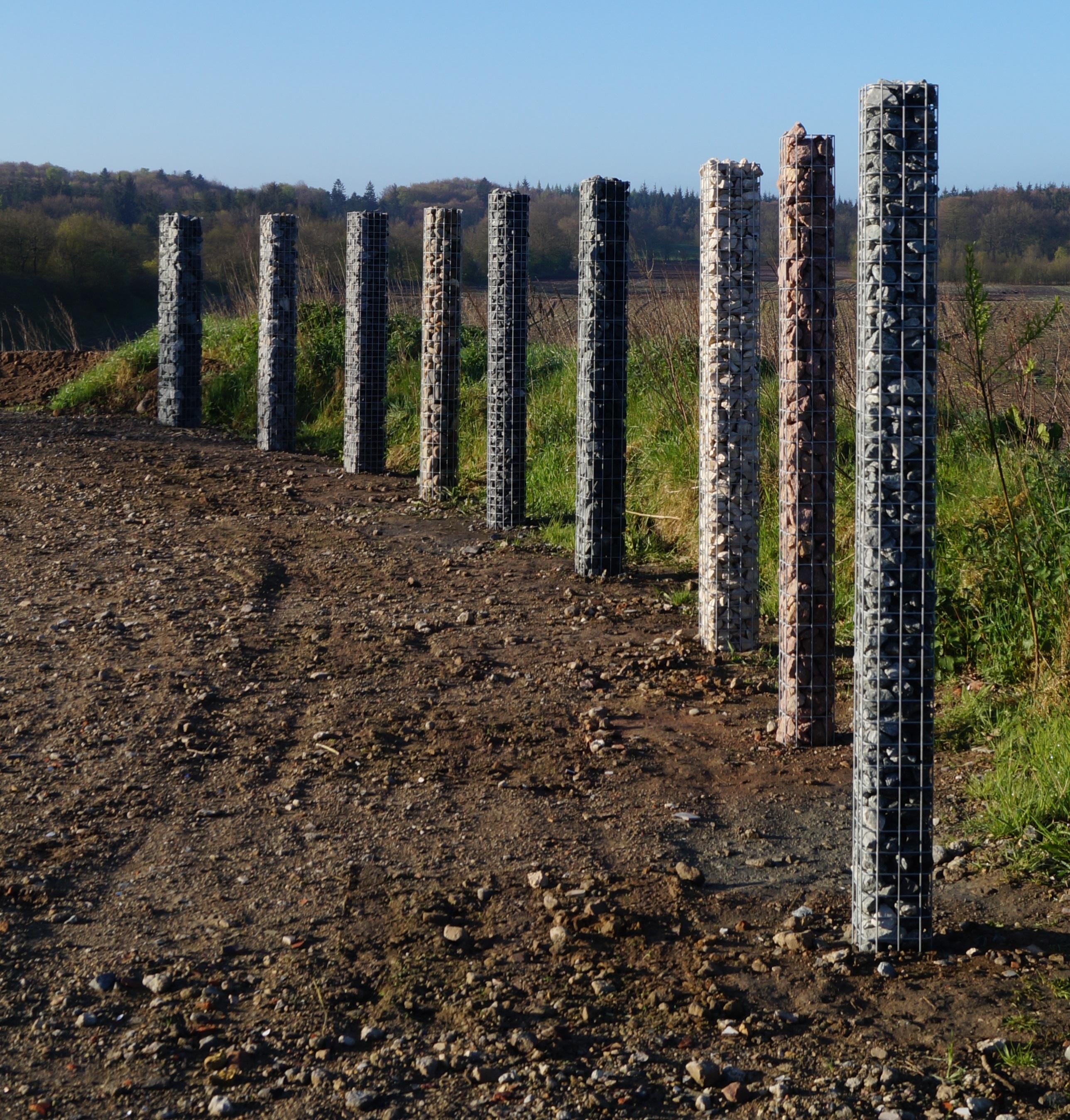 Columna de gaviones, redonda, galvanizada en caliente, 27 cm de diámetro, 200 cm de altura, MW 5 cm x 5 cm