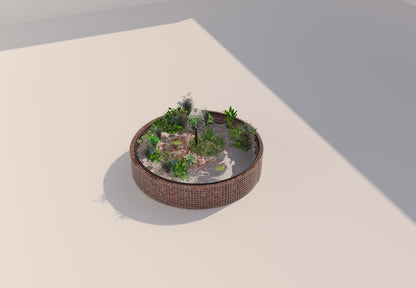 Gabion-dam, rund, ydre diameter 232 cm, højde 50 cm, maskestørrelse 5 x 5 cm, vægtykkelse 15 cm