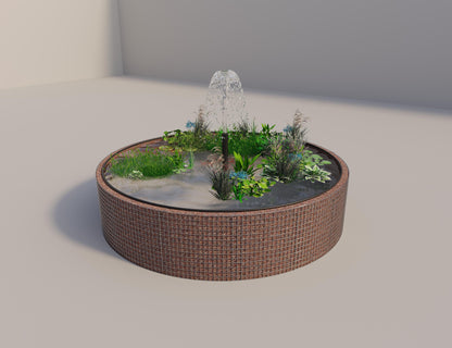 Gabião para lago elevado redondo, diâmetro exterior 352 cm, altura 80 cm, dimensão da malha 5 x 5 cm, espessura da parede 15 cm