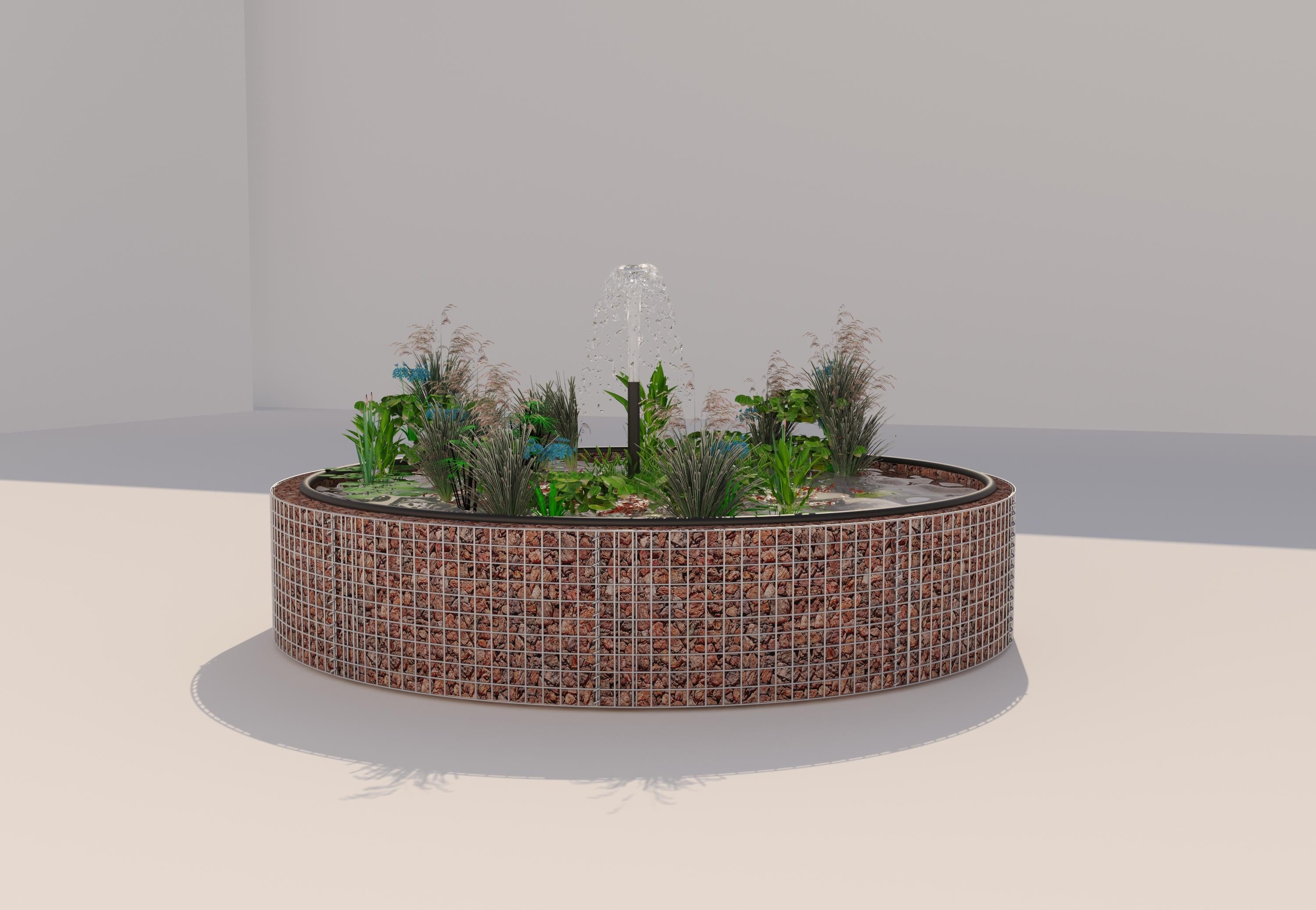 Gabion raised pond, round, outer diameter 232 cm, height 50 cm, mesh size 5 x 5 cm, wall thickness 15 cm