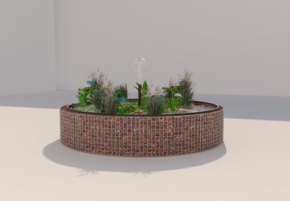 Gabion-dam, rund, ydre diameter 232 cm, højde 50 cm, maskestørrelse 5 x 5 cm, vægtykkelse 15 cm