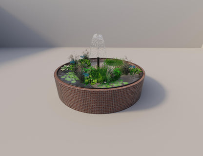 Gabião para lago elevado redondo, diâmetro exterior 352 cm, altura 80 cm, dimensão da malha 5 x 5 cm, espessura da parede 15 cm