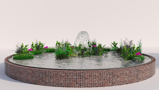 Estanque elevado de gaviones, redondo, diámetro exterior 322 cm, altura 50 cm, malla 5 x 5 cm, espesor de pared 15 cm