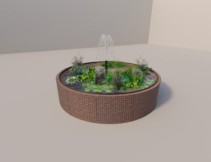 Gabião para lago elevado redondo, diâmetro exterior 352 cm, altura 80 cm, dimensão da malha 5 x 5 cm, espessura da parede 15 cm