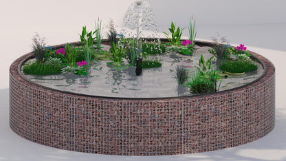 Schanskorf verhoogde vijver, rond, buitendiameter 202 cm, hoogte 80 cm, maaswijdte 5 x 5 cm, wanddikte 15 cm