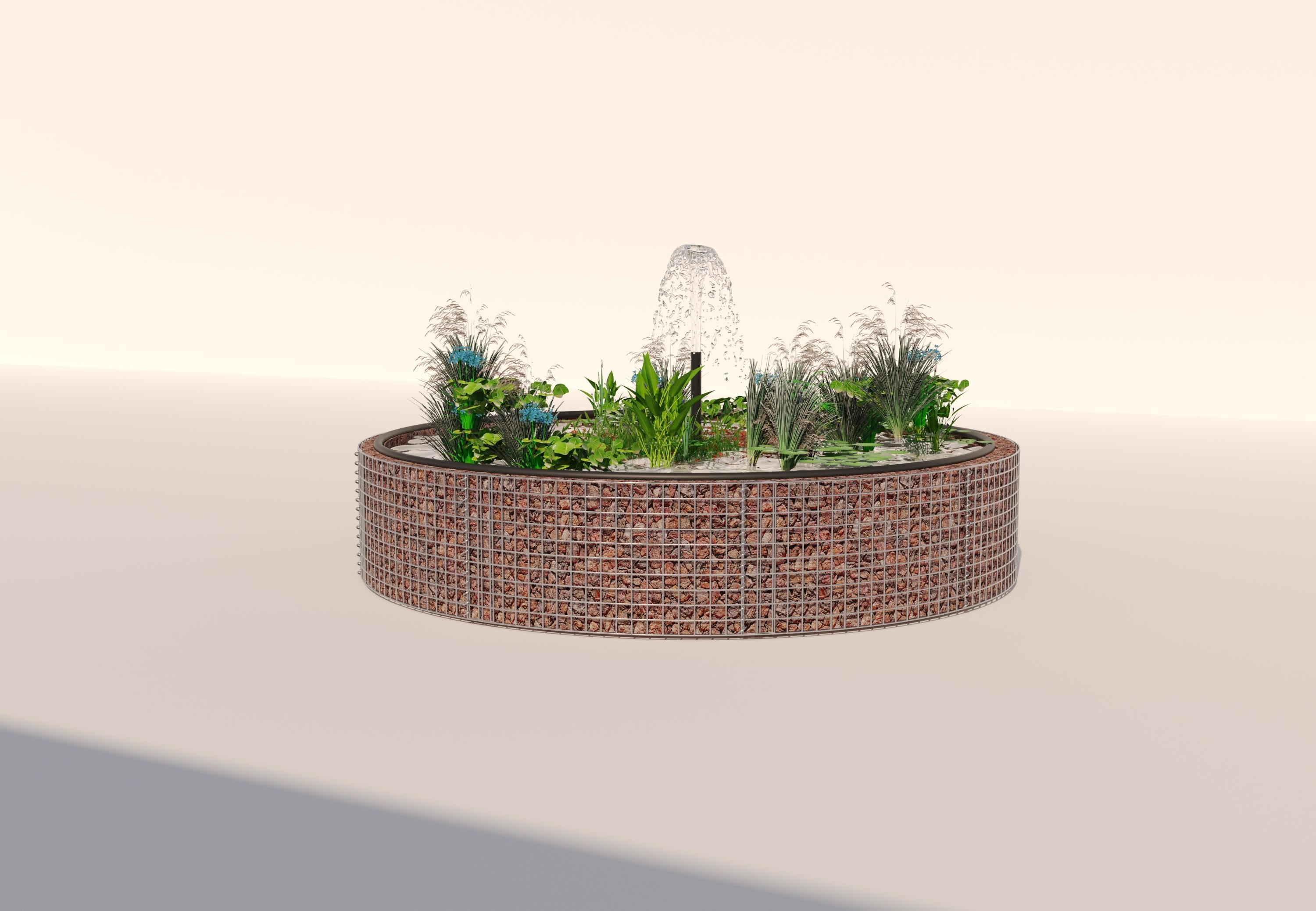 Gabion raised pond, round, outer diameter 232 cm, height 50 cm, mesh size 5 x 5 cm, wall thickness 15 cm