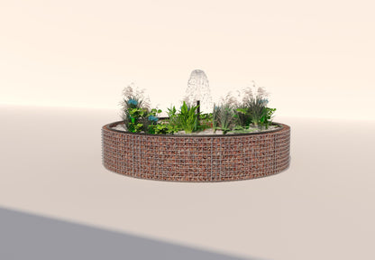 Gabion-dam, rund, ydre diameter 232 cm, højde 50 cm, maskestørrelse 5 x 5 cm, vægtykkelse 15 cm